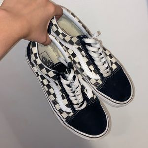 Checkered black and white vans